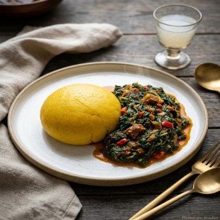 Yellow garri and vegetable soup-Aug/26/1