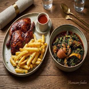 Chicken and chips with vegetables soup-A